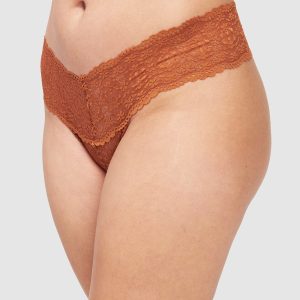 Danica All Over Lace Thong in Sunstone, Size Small