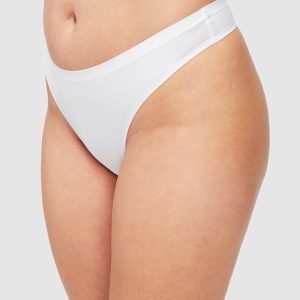 Jenny Microfiber Thong in White, Size Small
